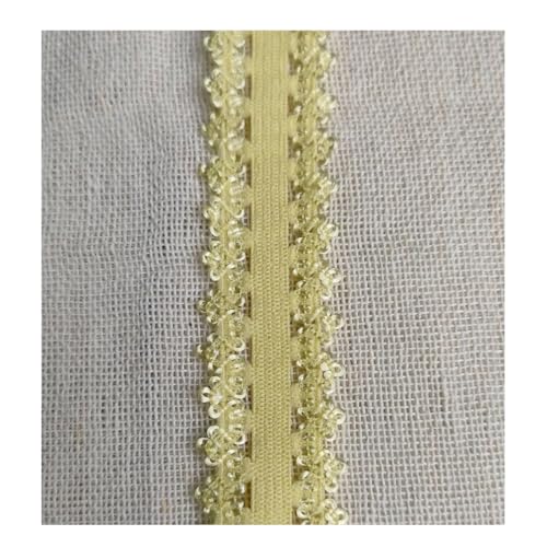HSTWODE 20 Yard Spandex Spitzenband 9 Farben Rüschen Elastische Stirnbänder Unterwäsche Elastischer Rand Stretch Farbige Elastische Spitzenborte Zum Nähen von Haargummi Dessous (Gelb) von HSTWODE