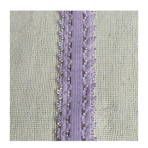 HSTWODE 20 Yard Spandex Spitzenband 9 Farben Rüschen Elastische Stirnbänder Unterwäsche Elastischer Rand Stretch Farbige Elastische Spitzenborte Zum Nähen von Haargummi Dessous (Helles Violett) von HSTWODE