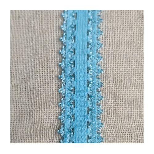 HSTWODE 20 Yard Spandex Spitzenband 9 Farben Rüschen Elastische Stirnbänder Unterwäsche Elastischer Rand Stretch Farbige Elastische Spitzenborte Zum Nähen von Haargummi Dessous (Himmelblau) von HSTWODE