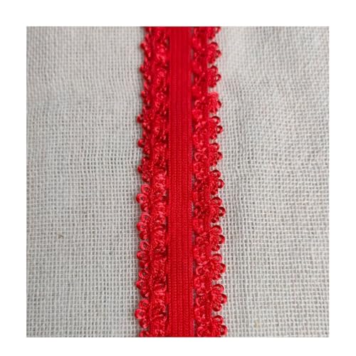 HSTWODE 20 Yard Spandex Spitzenband 9 Farben Rüschen Elastische Stirnbänder Unterwäsche Elastischer Rand Stretch Farbige Elastische Spitzenborte Zum Nähen von Haargummi Dessous (Rot) von HSTWODE