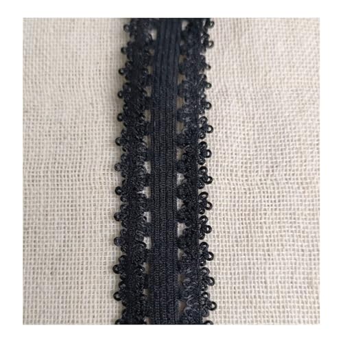 HSTWODE 20 Yard Spandex Spitzenband 9 Farben Rüschen Elastische Stirnbänder Unterwäsche Elastischer Rand Stretch Farbige Elastische Spitzenborte Zum Nähen von Haargummi Dessous (Schwarz) von HSTWODE