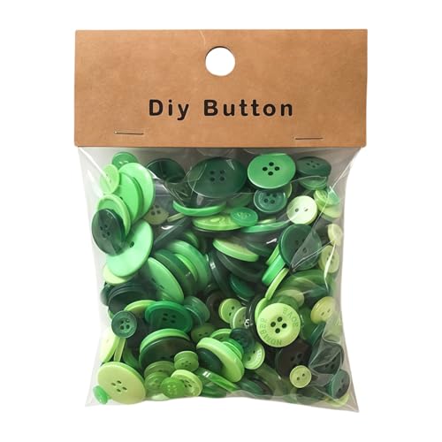 HSTWODE 250 Stück Gemischte farbige Knöpfe, 9 mm–35 mm Rund Kunstharz Kinderknöpfe Bastelknöpfe, Knöpfe für DIY-Handarbeit Nähen Basteln, Scrapbooking, Dekorieren (Grün) von HSTWODE