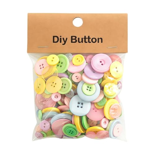 HSTWODE 250 Stück Gemischte farbige Knöpfe, 9 mm–35 mm Rund Kunstharz Kinderknöpfe Bastelknöpfe, Knöpfe für DIY-Handarbeit Nähen Basteln, Scrapbooking, Dekorieren (Macaron-Farben) von HSTWODE