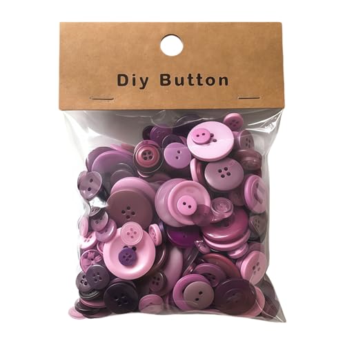 HSTWODE 250 Stück Gemischte farbige Knöpfe, 9 mm–35 mm Rund Kunstharz Kinderknöpfe Bastelknöpfe, Knöpfe für Scrapbooking, Dekorieren, DIY-Handarbeit Nähen Basteln (Lila) von HSTWODE