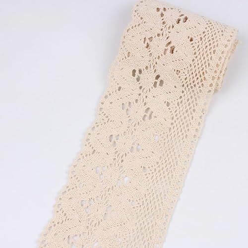 HSTWODE 3/5 yards x 10cm Breite Spitzenband Spitzenbordüre Vintage Spitze-Borten Spitzenborte Baumwolle Dekoband Zierband Spitzenbesatz für DIY Nähen Basteln Kleidung Hochzeit (Beige, 5 yards) von HSTWODE