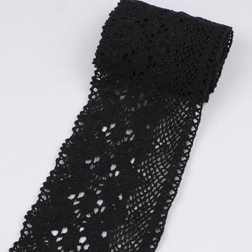 HSTWODE 3/5 yards x 10cm Breite Spitzenband Spitzenbordüre Vintage Spitze-Borten Spitzenborte Baumwolle Dekoband Zierband Spitzenbesatz für DIY Nähen Basteln Kleidung Hochzeit (Schwarz, 5 yards) von HSTWODE