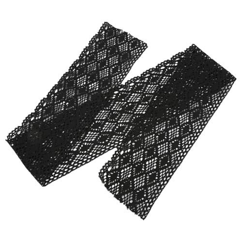 HSTWODE 3/5 yards x 12cm Breite Spitzenband Spitzenbordüre Vintage Spitze-Borten Spitzenborte Baumwolle Dekoband Zierband Spitzenbesatz für DIY Nähen Basteln Kleidung (Schwarz, 5 yards) von HSTWODE