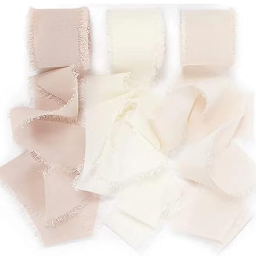 HSTWODE 3 Rollen Chiffonband Breit Schleifenband, Geschenkband Hochzeit, Chiffon Seidenband Satinband für Blumensträuße, Dekoration, Hochzeitseinladungen, Brautsträuße (6#) von HSTWODE