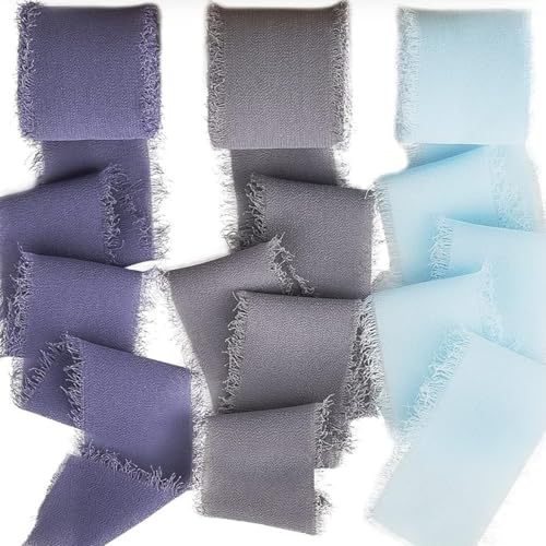 HSTWODE 3 Rollen Chiffonband Breit Schleifenband, Geschenkband Hochzeit, Chiffon Seidenband Satinband für Blumensträuße, Dekoration, Hochzeitseinladungen, Brautsträuße (7#) von HSTWODE