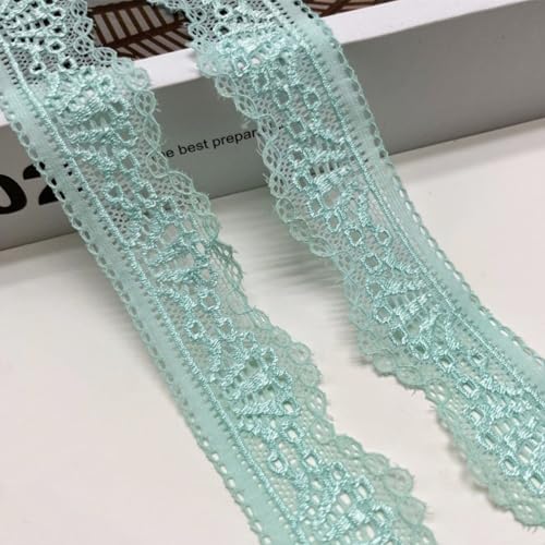 HSTWODE 3cm 5/10 Yards Spitzenband, 12 Farben Spitzenborte, Elastizität Spitzenstoff Meterware Borten und Bänder zum Nähen Elasthan Spitze Vintage Spitzenbordüre fur DIY (Hellgrün, 10 yards) von HSTWODE