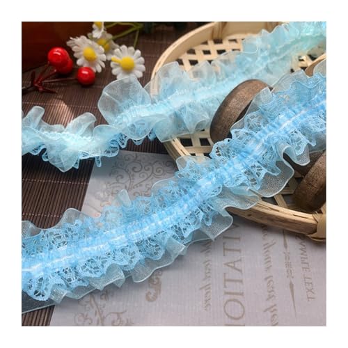 HSTWODE 4cm Breit Spitzenband, 10M Spitzenbordüre Geschenkband, Spitze Borten Band,Dekoband Zierband,Spitzenborte Spitzenstoff Zum Nähen für Nähen Dekoration (Blau) von HSTWODE
