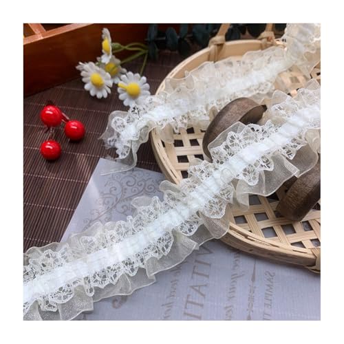 HSTWODE 4cm Breit Spitzenband, 10M Spitzenbordüre Geschenkband, Spitze Borten Band,Dekoband Zierband,Spitzenborte Spitzenstoff Zum Nähen für Nähen Dekoration (Hellgelb) von HSTWODE