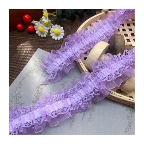 HSTWODE 4cm Breit Spitzenband, 10M Spitzenbordüre Geschenkband, Spitze Borten Band,Dekoband Zierband,Spitzenborte Spitzenstoff Zum Nähen für Nähen Dekoration (Lila) von HSTWODE