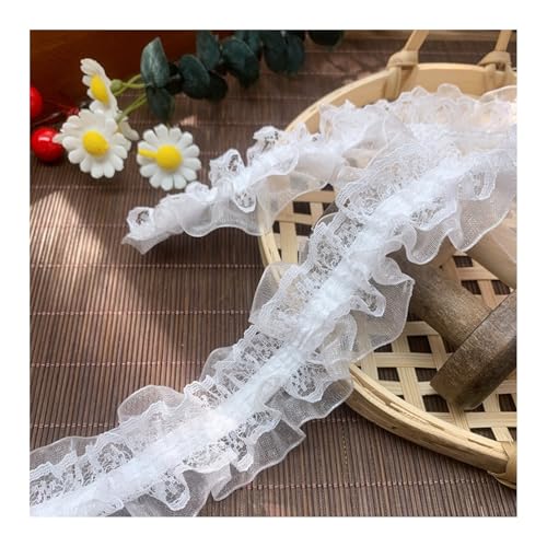 HSTWODE 4cm Breit Spitzenband, 10M Spitzenbordüre Geschenkband, Spitze Borten Band,Dekoband Zierband,Spitzenborte Spitzenstoff Zum Nähen für Nähen Dekoration (Weiß) von HSTWODE