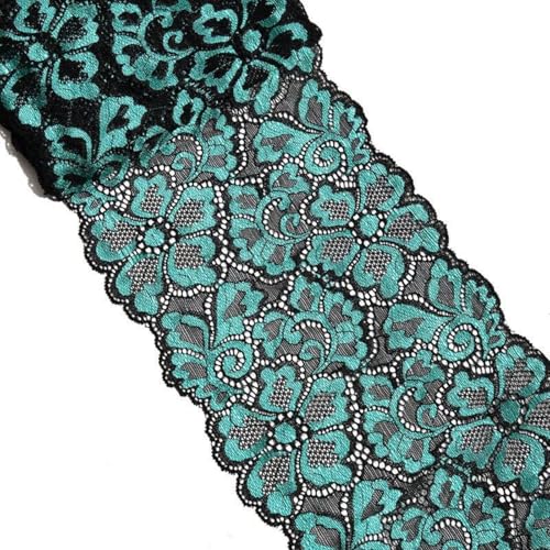 HSTWODE 5/10 Yards lang 18cm Breite Stretch Spitzenbordüre Vintage Spitzenborte Spitzenband Zierband Spitze Blume Borte Hochzeit lace trim Deko band,Handwerk (Schwarz + Dunkelblau, 10 yards) von HSTWODE