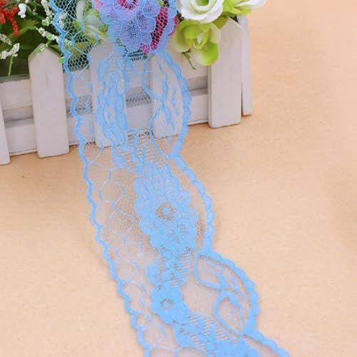 HSTWODE 5/10 yards Spitzenband Vintage, Buntes Spitzenband, Spitze Borten und Bänder zum Nähen, Spitzenborte Bunt für Basteln Nähen Hochzeit Deko Scrapbooking Geschenkbox (Dunkelblau, 10 yards) von HSTWODE