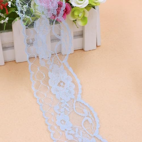 HSTWODE 5/10 yards Spitzenband Vintage, Buntes Spitzenband, Spitze Borten und Bänder zum Nähen, Spitzenborte Bunt für Basteln Nähen Hochzeit Deko Scrapbooking Geschenkbox (Hellblau, 10 yards) von HSTWODE