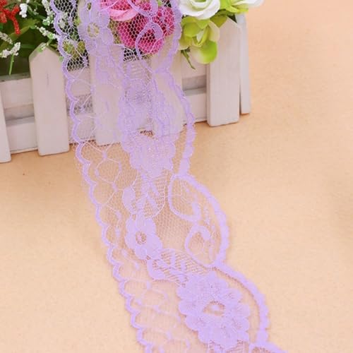 HSTWODE 5/10 yards Spitzenband Vintage, Buntes Spitzenband, Spitze Borten und Bänder zum Nähen, Spitzenborte Bunt für Basteln Nähen Hochzeit Deko Scrapbooking Geschenkbox (Hellviolett, 10 yards) von HSTWODE