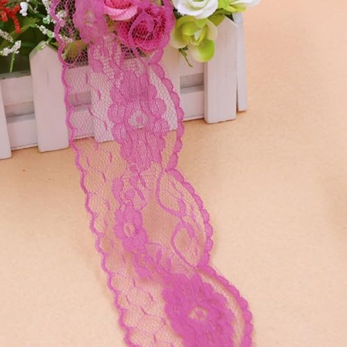 HSTWODE 5/10 yards Spitzenband Vintage, Buntes Spitzenband, Spitze Borten und Bänder zum Nähen, Spitzenborte Bunt für Basteln Nähen Hochzeit Deko Scrapbooking Geschenkbox (Rose, 10 yards) von HSTWODE