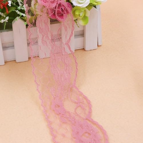HSTWODE 5/10 yards Spitzenband Vintage, Buntes Spitzenband, Spitze Borten und Bänder zum Nähen, Spitzenborte Bunt für Basteln Nähen Hochzeit Deko Scrapbooking Geschenkbox (Wassermelonenrot, 10 yards) von HSTWODE