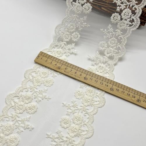 HSTWODE 5 Yards 13cm Breit spitzenband Vintage Spitze Borte Spitzenbordüre Spitzenborte zum Basteln für Basteln Nähen Hochzeit Deko Scrapbooking Geschenkbox Geschenkband (Beige) von HSTWODE
