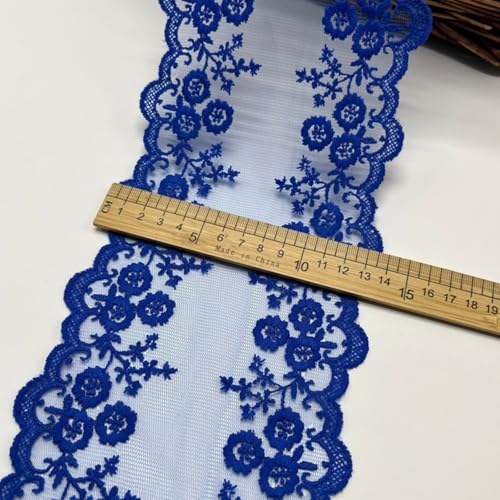 HSTWODE 5 Yards 13cm Breit spitzenband Vintage Spitze Borte Spitzenbordüre Spitzenborte zum Basteln für Basteln Nähen Hochzeit Deko Scrapbooking Geschenkbox Geschenkband (Blau) von HSTWODE