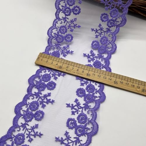HSTWODE 5 Yards 13cm Breit spitzenband Vintage Spitze Borte Spitzenbordüre Spitzenborte zum Basteln für Basteln Nähen Hochzeit Deko Scrapbooking Geschenkbox Geschenkband (Lila) von HSTWODE