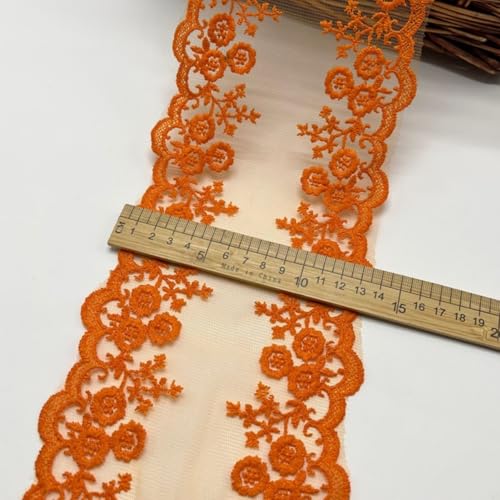 HSTWODE 5 Yards 13cm Breit spitzenband Vintage Spitze Borte Spitzenbordüre Spitzenborte zum Basteln für Basteln Nähen Hochzeit Deko Scrapbooking Geschenkbox Geschenkband (Orange) von HSTWODE