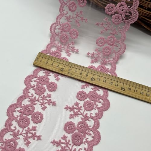 HSTWODE 5 Yards 13cm Breit spitzenband Vintage Spitze Borte Spitzenbordüre Spitzenborte zum Basteln für Basteln Nähen Hochzeit Deko Scrapbooking Geschenkbox Geschenkband (Rosa) von HSTWODE