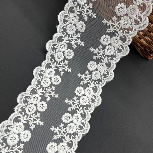 HSTWODE 5 Yards 13cm Breit spitzenband Vintage Spitze Borte Spitzenbordüre Spitzenborte zum Basteln für Basteln Nähen Hochzeit Deko Scrapbooking Geschenkbox Geschenkband (Weiß) von HSTWODE