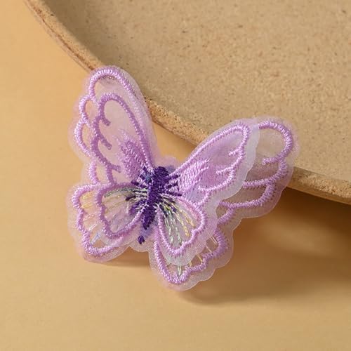 HSTWODE 50 Stück Stickerei-Aufnäher mit Schmetterling-Motiv, Spitze,schmetterling deko,für Hochzeit, Brautkleid, bestickte Applikation, Nähen (Violett) von HSTWODE