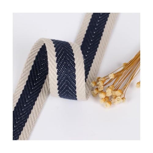 HSTWODE 50 Yards Gestreiftes Polyester-Gurtband, 32mm Breiter Stoffbandbesatz Flaches Polyester-Baumwollgewebe Für Taschengriffe, Gürtel, Nähen (4#) von HSTWODE