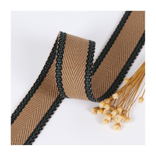 HSTWODE 50 Yards Gestreiftes Polyester-Gurtband, 32mm Breiter Stoffbandbesatz Flaches Polyester-Baumwollgewebe Für Taschengriffe, Gürtel, Nähen (5#) von HSTWODE