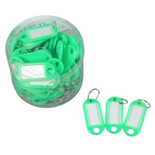 HSTWODE 50 pcs robuste Kunststoff-Schlüsselanhänger Mit Aufbewahrungsbehälter, Artikelkennzeichnungsmarker mit leeren Papieretiketten, mit Schlaufen für Zuhause Büros Pet (Grün) von HSTWODE