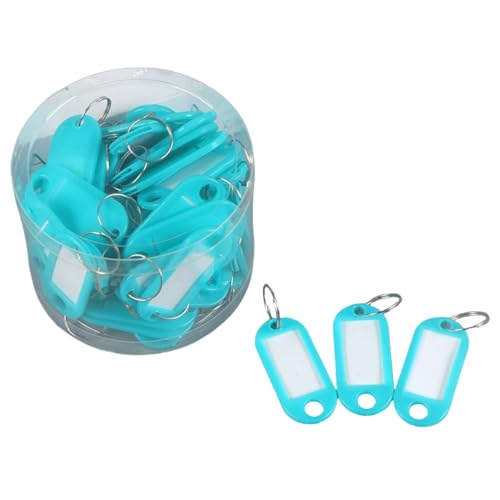 HSTWODE 50 pcs robuste Kunststoff-Schlüsselanhänger Mit Aufbewahrungsbehälter, Artikelkennzeichnungsmarker mit leeren Papieretiketten, mit Schlaufen für Zuhause Büros Pet (Himmelblau) von HSTWODE