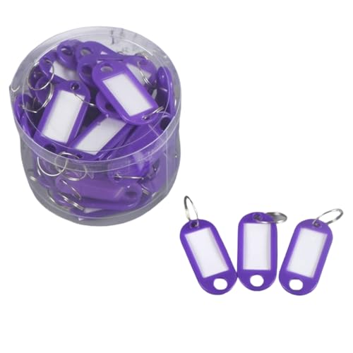 HSTWODE 50 pcs robuste Kunststoff-Schlüsselanhänger Mit Aufbewahrungsbehälter, Artikelkennzeichnungsmarker mit leeren Papieretiketten, mit Schlaufen für Zuhause Büros Pet (Violett) von HSTWODE