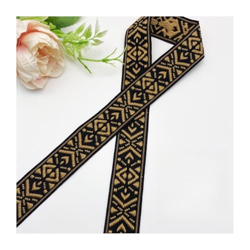 HSTWODE 50 yards 3CM Vintage Jacquardband Besticktes Gewebtes Band Stoffbesatz Fransen für DIY Kleidung Accessoires Jacquard Band (14#) von HSTWODE