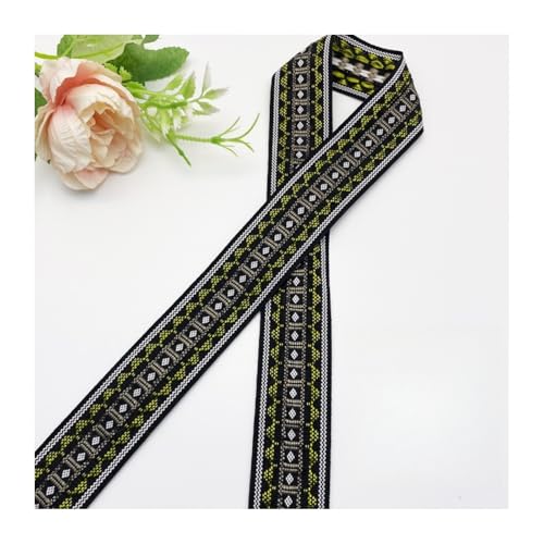 HSTWODE 50 yards 3CM Vintage Jacquardband Besticktes Gewebtes Band Stoffbesatz Fransen für DIY Kleidung Accessoires Jacquard Band (22#) von HSTWODE