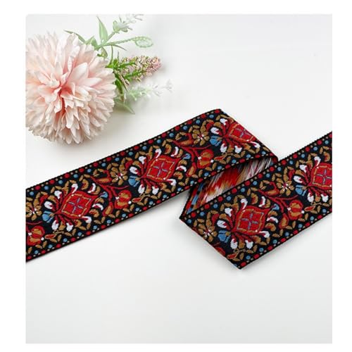 HSTWODE 50 yards 5CM Vintage Jacquardband Besticktes Gewebtes Band Stoffbesatz Fransen für DIY Kleidung Accessoires Jacquard Band (16#) von HSTWODE