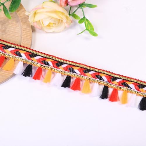 HSTWODE 50 yards Quaste Trim Band,Borte Fringe,Bunt Fransen Quasten,Fransenborte im Vintage-Stil,für Party, Kleidung, Vorhang (4#) von HSTWODE