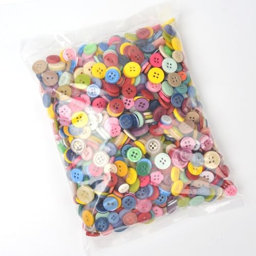 HSTWODE 500 Stück Bunte Knöpfe aus Harz - Gemischte Größen (5-20mm) - Runde Bastelknöpfe für Kleidung & Scrapbooking Nähen, DIY, Vielseitige Dekoration, Kinderbasteln (Kleine Farbmischung) von HSTWODE