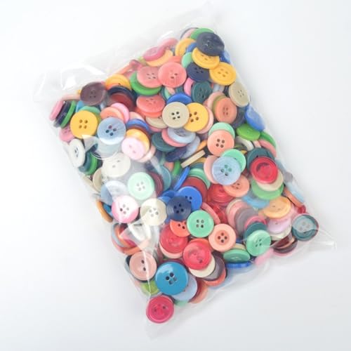 HSTWODE 500 Stück Bunte Knöpfe aus Harz - Gemischte Größen (5-20mm) - Runde Bastelknöpfe für Kleidung & Scrapbooking Nähen, DIY, Vielseitige Dekoration, Kinderbasteln (Mittel Bunt gemischt) von HSTWODE