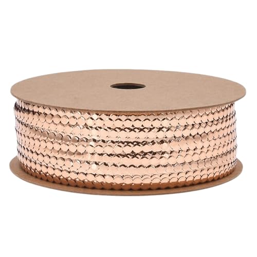 HSTWODE 50M Pailletten Band aus Kunststoff - Festliches Weihnachts Geschenkband zum Basteln, für Geschenkboxen, Torte, Haarschmuck als Weihnachtsdekoration (Champagnergold) von HSTWODE