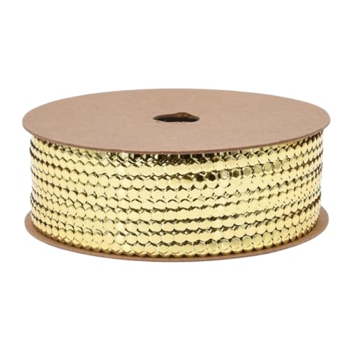 HSTWODE 50M Pailletten Band aus Kunststoff - Festliches Weihnachts Geschenkband zum Basteln, für Geschenkboxen, Torte, Haarschmuck als Weihnachtsdekoration (Gold) von HSTWODE
