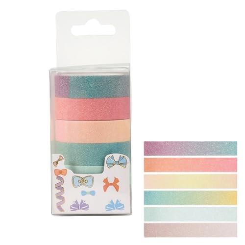 HSTWODE 6 Rollen Washi Tape, Washi Tape Glitzer, 12mm Washi Tape Set, Klebeband Bunt, Washitape, Washi Tape Vintage, Washi Tape für Tagebuch, Dekoratives Tape für Kunsthandwerk (Farbverläufe) von HSTWODE