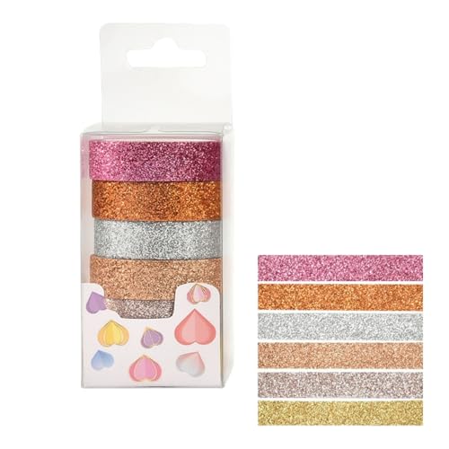 HSTWODE 6 Rollen Washi Tape, Washi Tape Glitzer, 12mm Washi Tape Set, Klebeband Bunt, Washitape, Washi Tape Vintage, Washi Tape für Tagebuch, Dekoratives Tape für Kunsthandwerk (Metallic-Farben) von HSTWODE