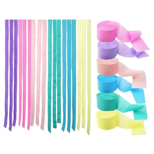 HSTWODE 6 Rolls Krepppapier Bunt,Kreppbänder Regenbogen,Multicolor Papier für Partydekorationen, Geburtstagsdekorationen, Hochzeitsdekorationen (4,5 cm x 22m/Rolle) (Stil 1) von HSTWODE