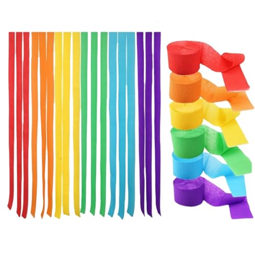HSTWODE 6 Rolls Krepppapier Bunt,Kreppbänder Regenbogen,Multicolor Papier für Partydekorationen, Geburtstagsdekorationen, Hochzeitsdekorationen (4,5 cm x 22m/Rolle) (Stil 2) von HSTWODE