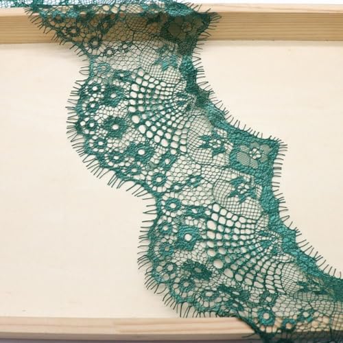 HSTWODE 6 Yards Spitzenband Spitzenbordüre Spitzenborte Spitzenstoff Spitzenbesatz Elastizität Spitze Bordüre zum Basteln Breiter für Basteln Nähen Hochzeit (Grün) von HSTWODE