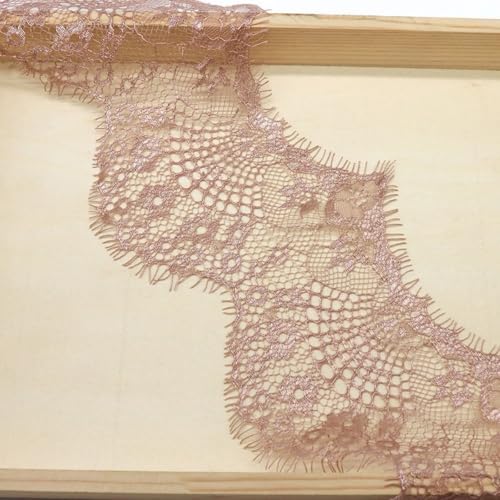 HSTWODE 6 Yards Spitzenband Spitzenbordüre Spitzenborte Spitzenstoff Spitzenbesatz Elastizität Spitze Bordüre zum Basteln Breiter für Basteln Nähen Hochzeit (Hellbraun) von HSTWODE